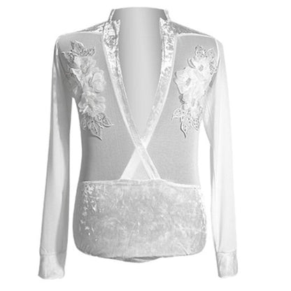 Men's White Latin Dance Shirt for Competition | DL897