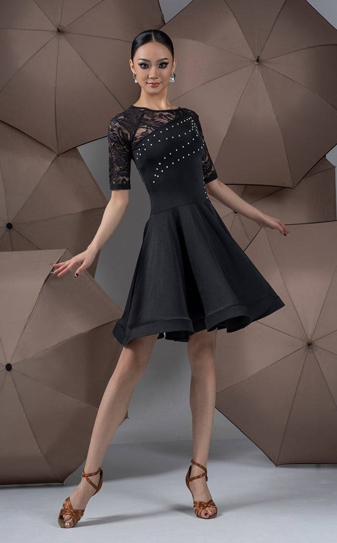 latin cocktail dress Women's latin dress for dance sport with rhinestones beads embroidery handmade new collection