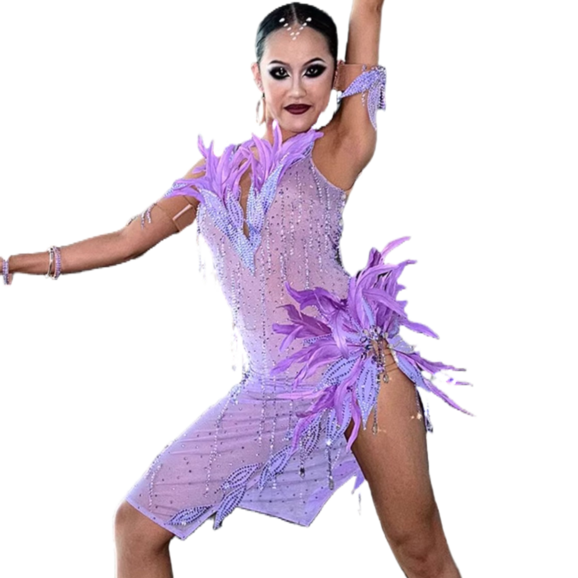 Feathered Purple Latin Dance Dress – Dance Dressing