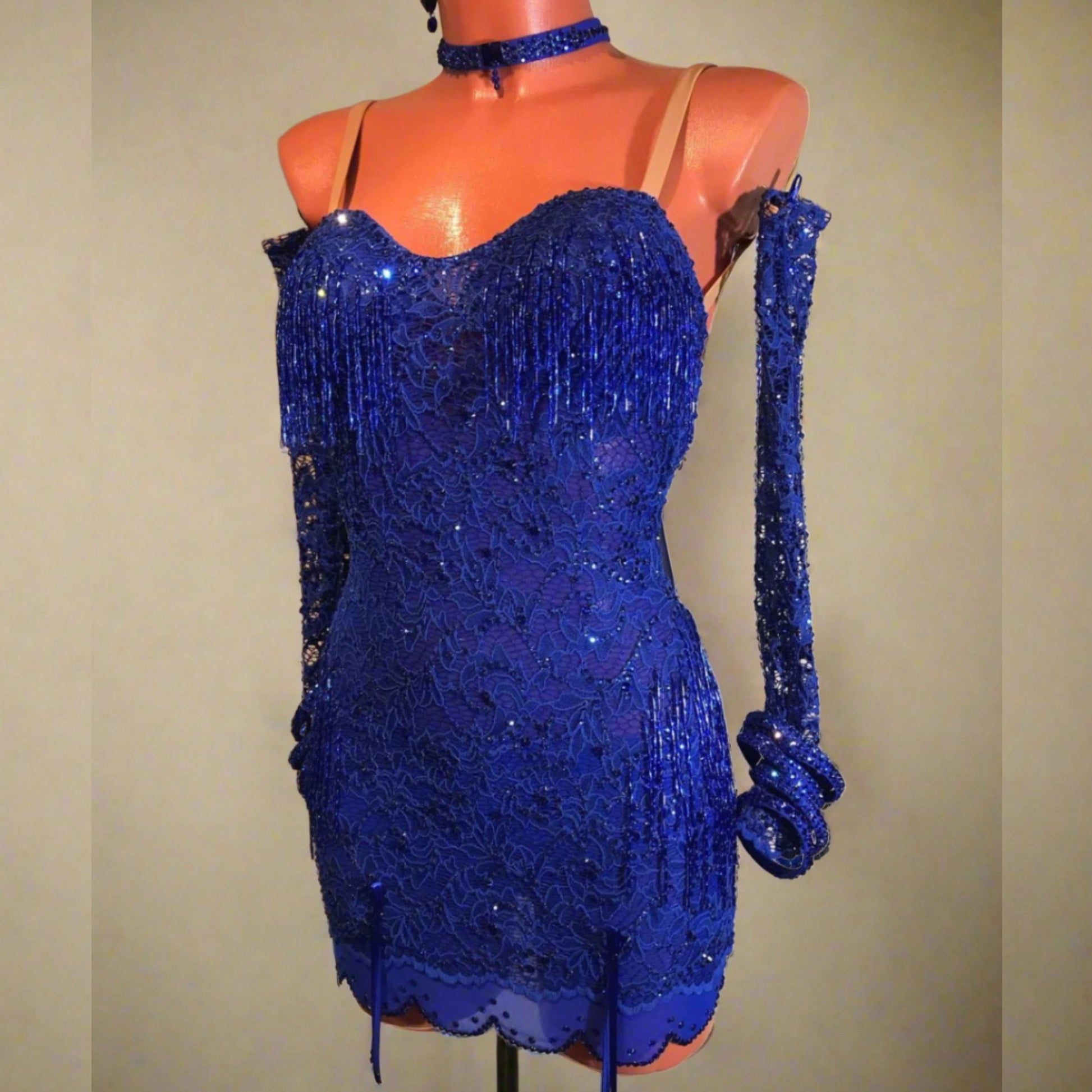 Blue Rhythm Dress Luxurious Beaded Design