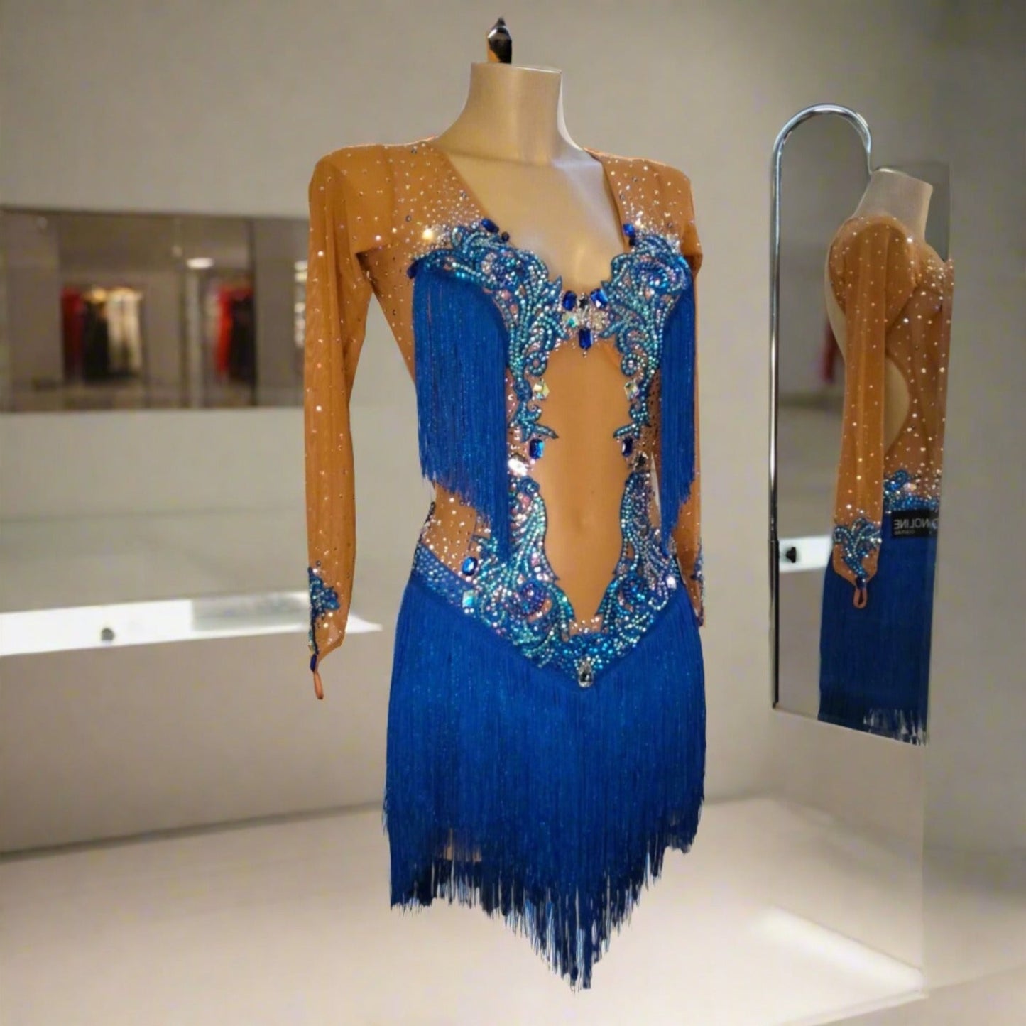 Fascinating Blue Lace & Fringes Dance Dress