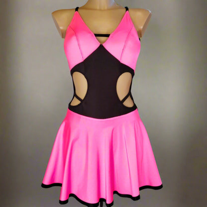 Captivating Pink & Black Latin Dance Dress