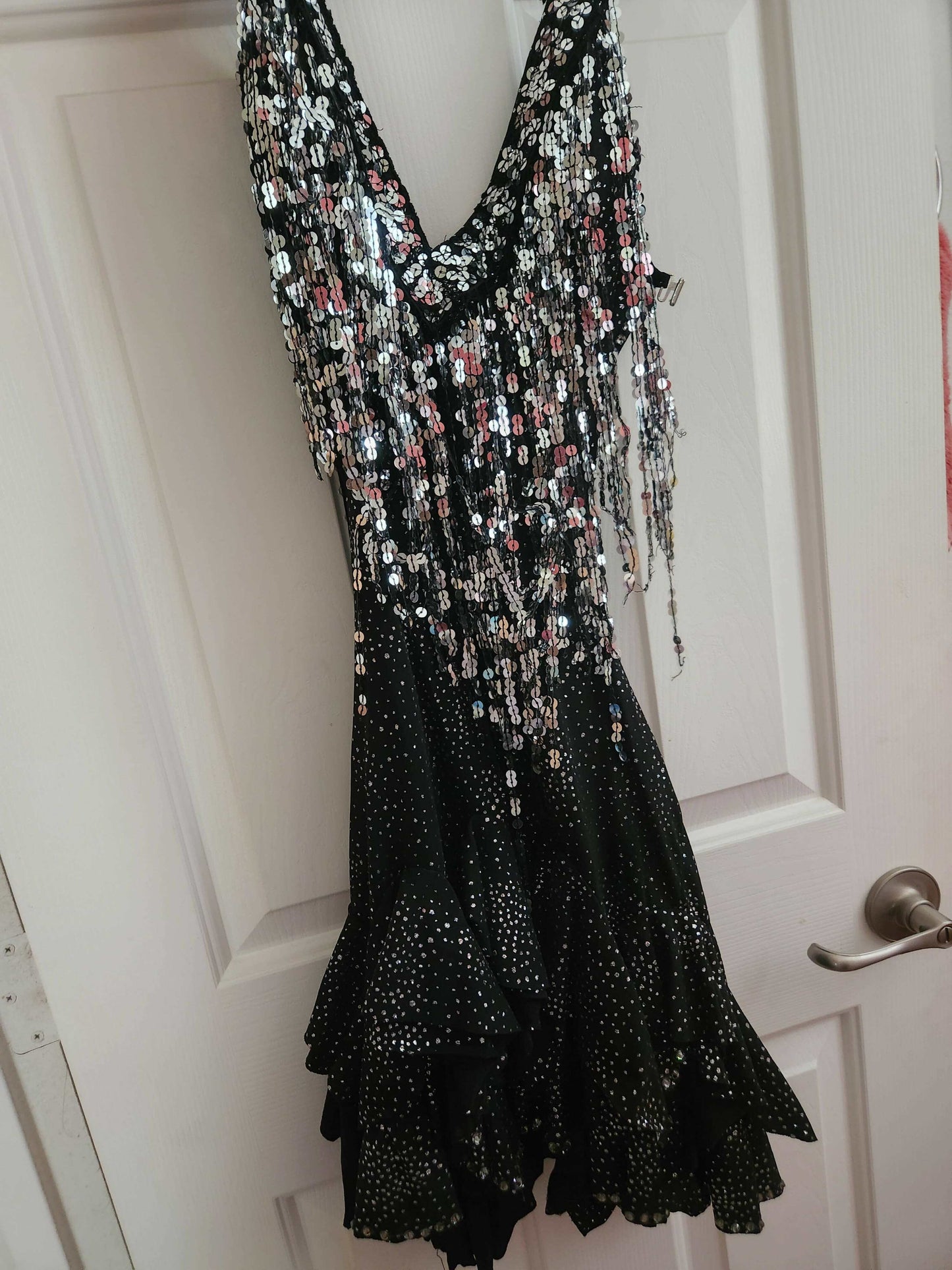 Black & Silver Sequins Rhythm Dress (latin dress for sale, rhythm)