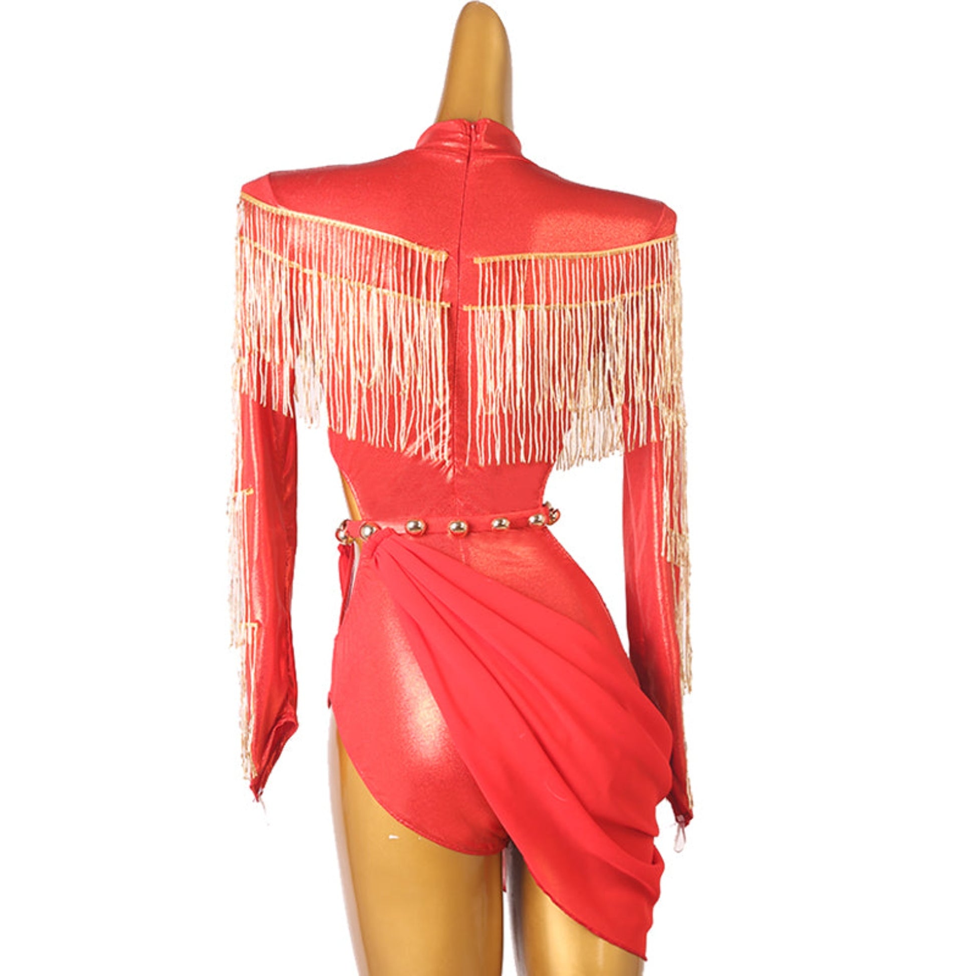 Custom Shiny Red Beaded Latin Dress | LQ321Dance Dressing