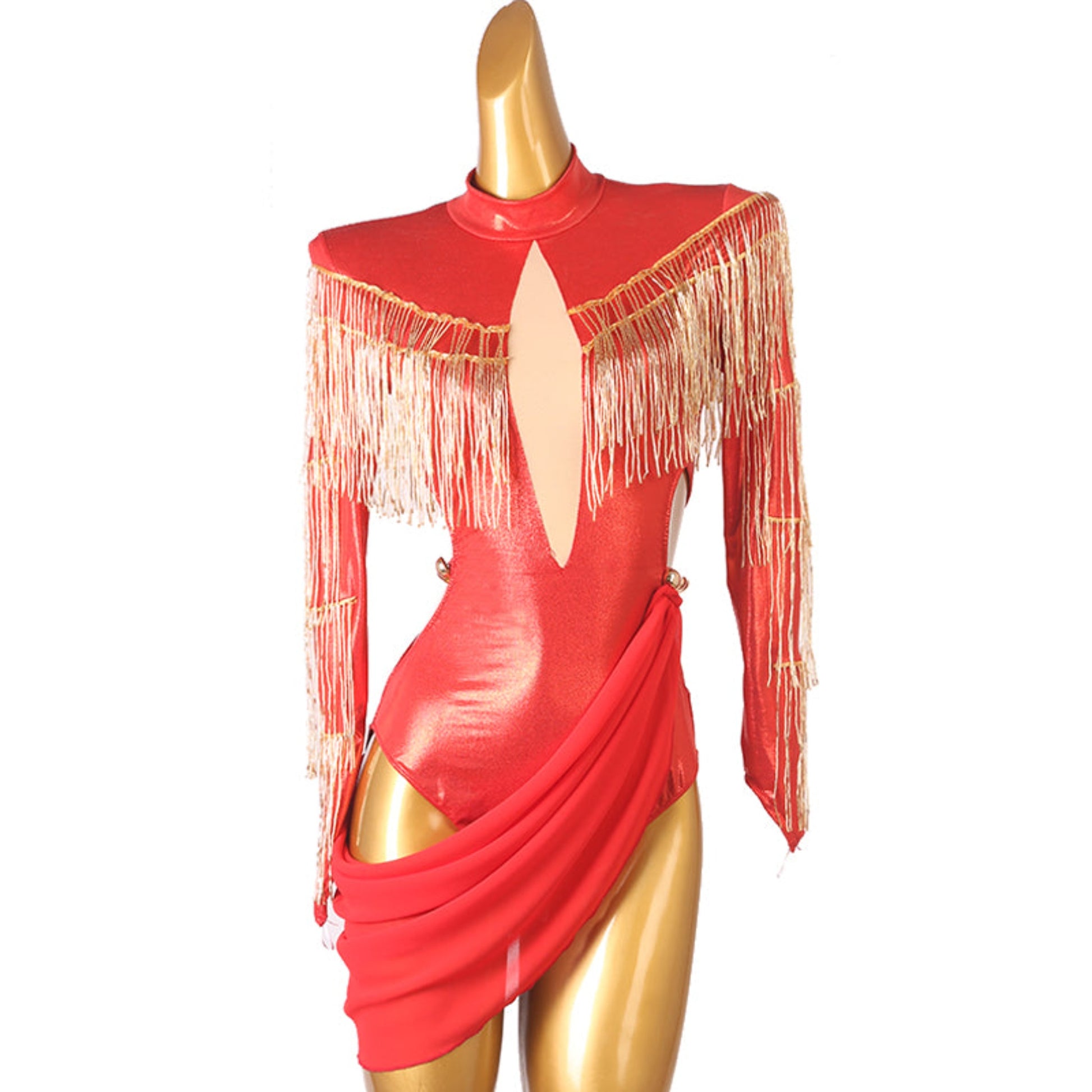 Custom Shiny Red Beaded Latin Dress | LQ321Dance Dressing