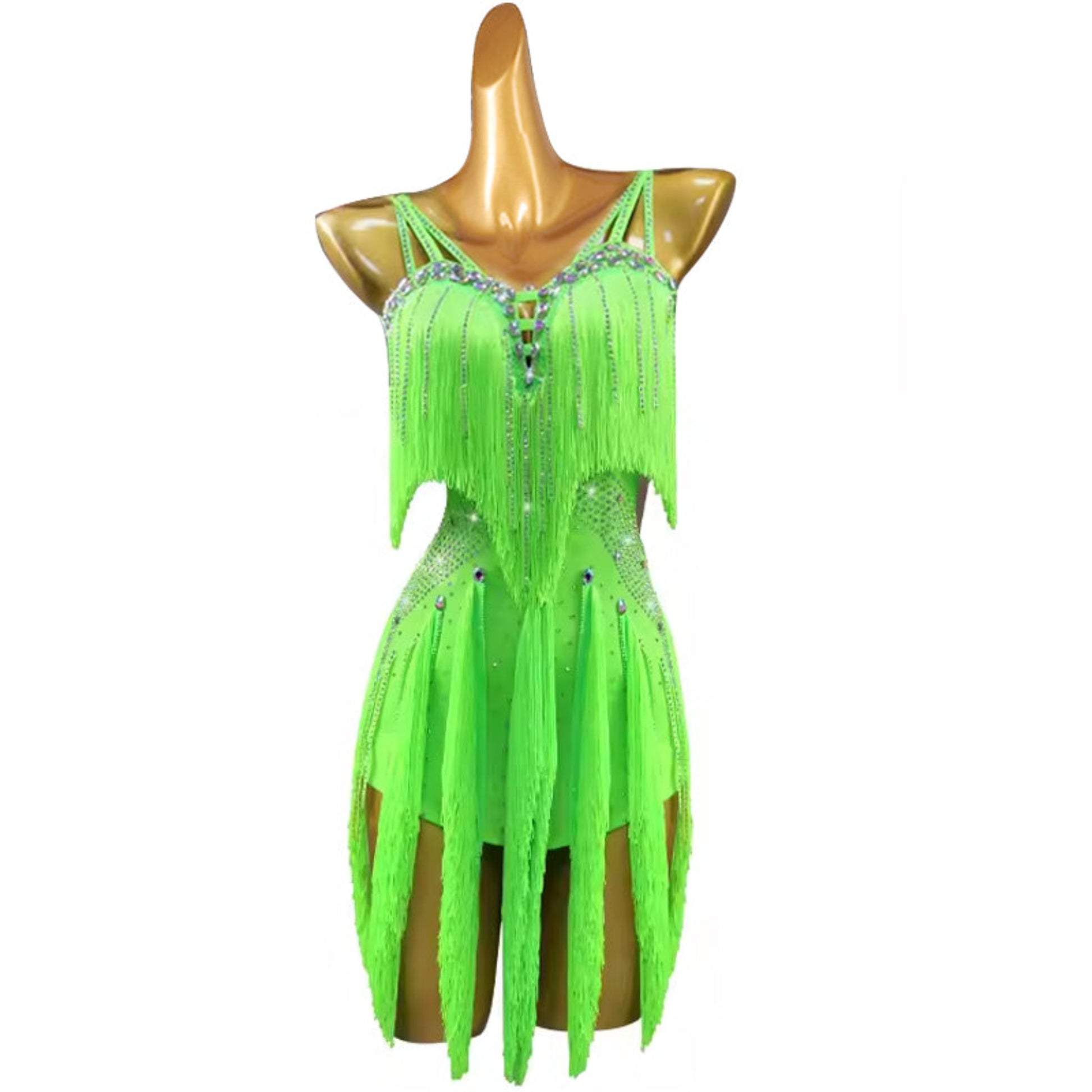 Shimmering Dress | Green / Black / Yellow | LQ452Dance Dressing