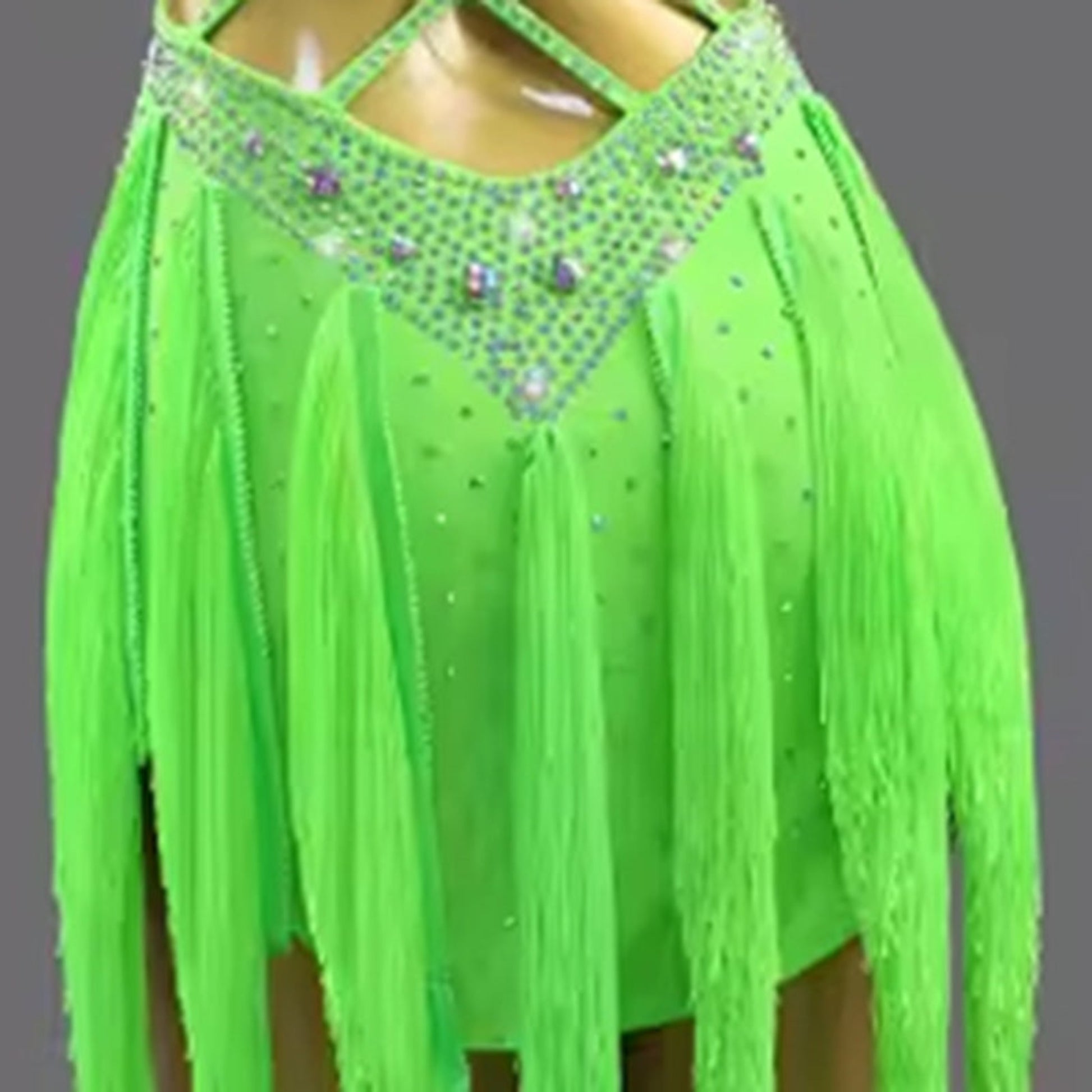 Shimmering Dress | Green / Black / Yellow | LQ452Dance Dressing