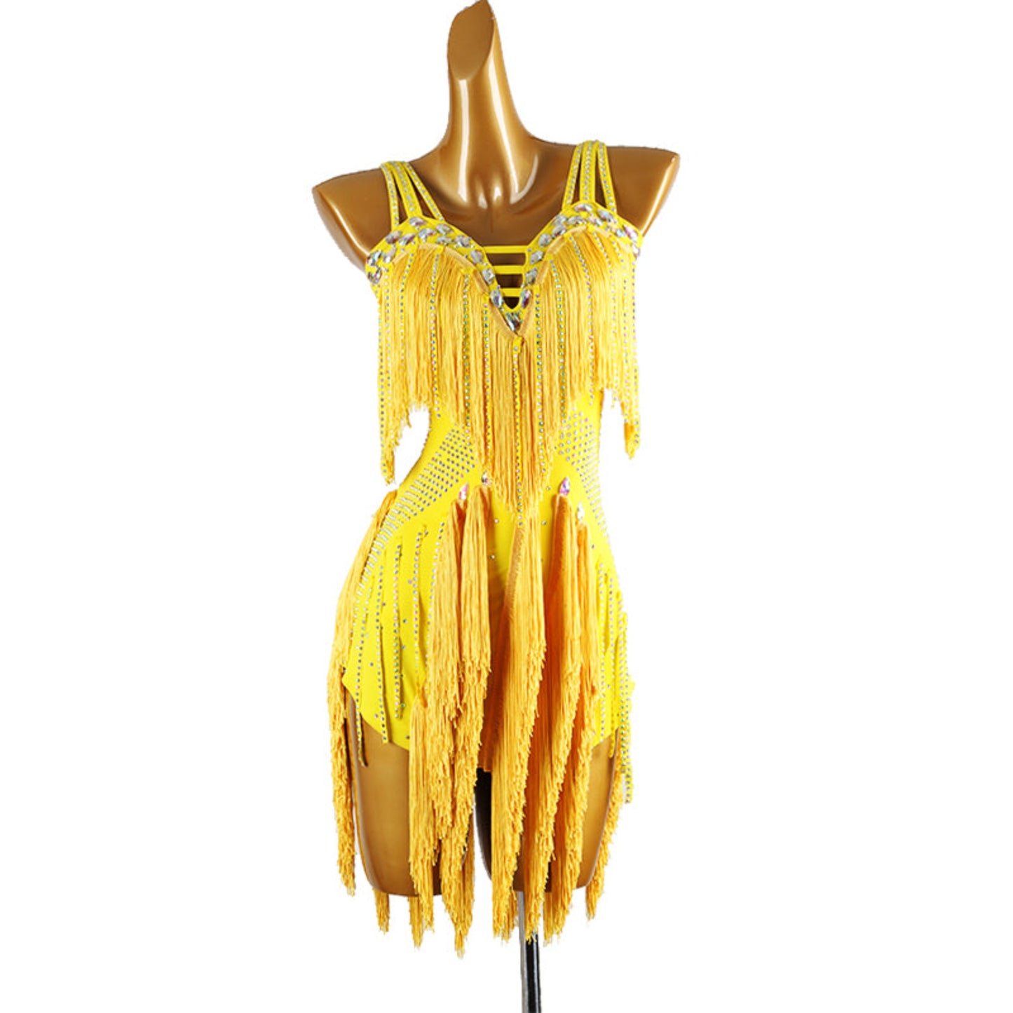 Shimmering Dress | Green / Black / Yellow | LQ452Dance Dressing