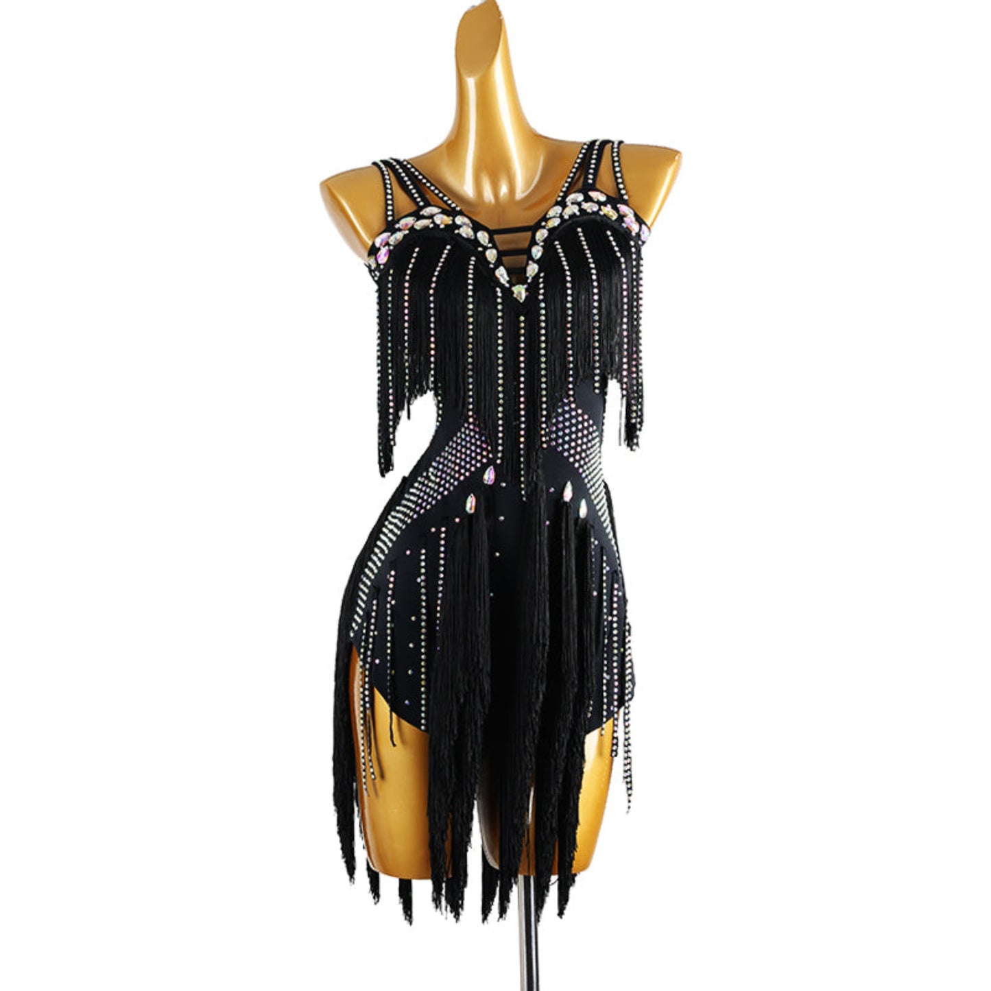 Shimmering Dress | Green / Black / Yellow | LQ452Dance Dressing