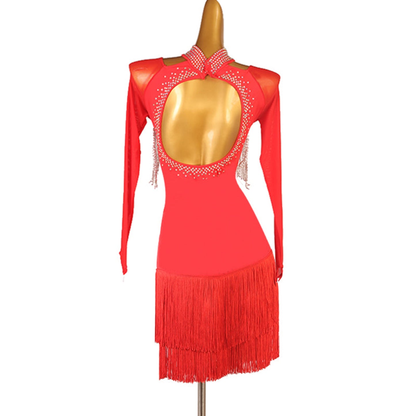 Beaded Latin Dress | Red / Black | LQ472Dance Dressing