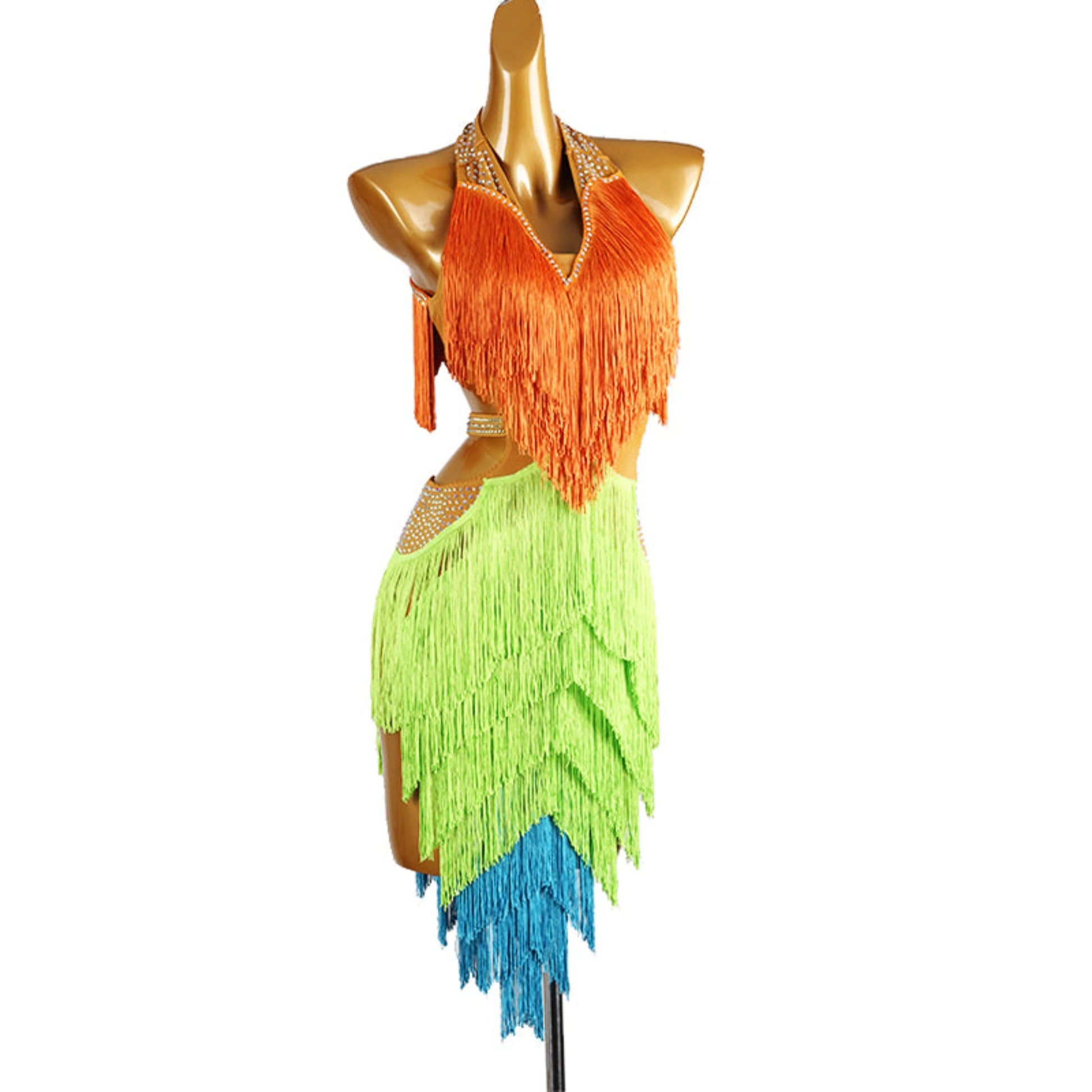 Vibrant Colorful Fringe Dance Dress