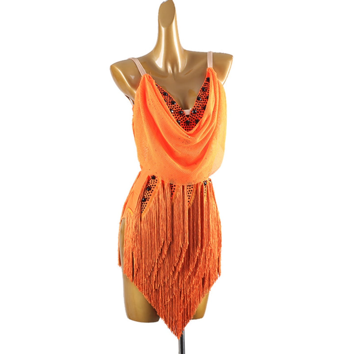 Fringe Adorned Dress | Orange / Green