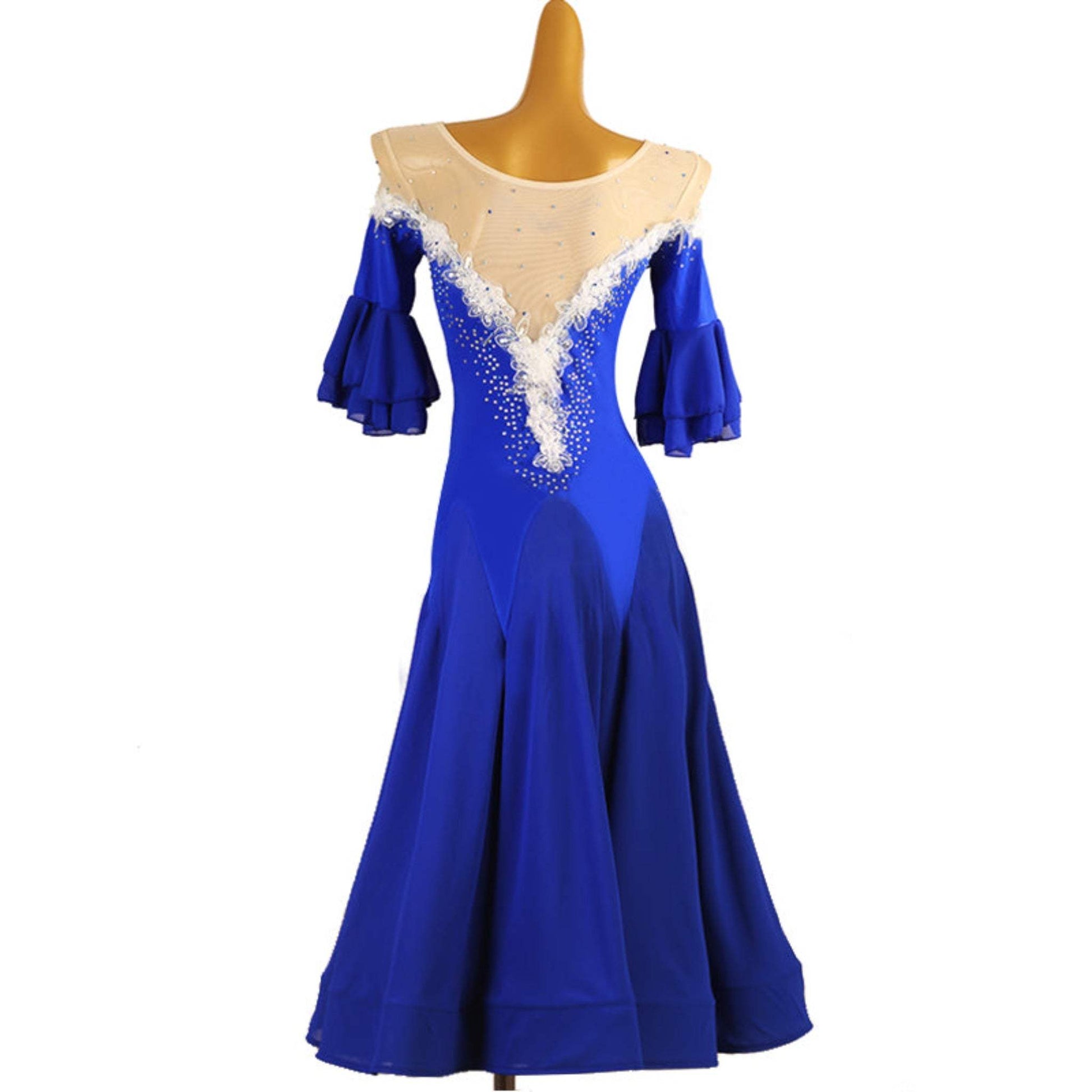 Royal Blue Ballroom Dress White Lace | MQ051 customise / 126-140 cm (+8 USD) Royal Blue Ballroom Dress White Lace | MQ051 customise / 126-140 cm (+8 USD)