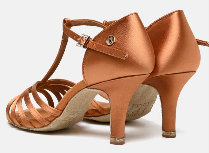 Brown Satin Latin Shoes | A1009