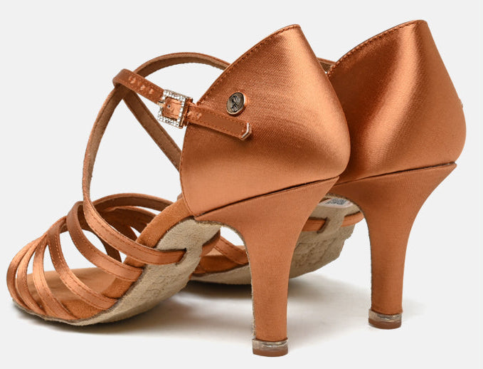 Brown Satin Latin Shoes | A1008