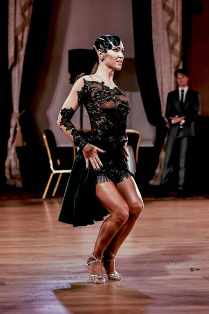 Black Lace Latin Dress (rhythm dresses for sale, latin dress for sale)