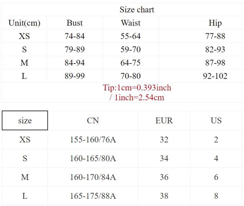 dance dress chart