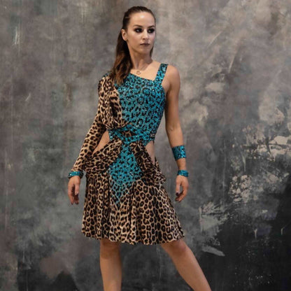 Blue Leopard Vesa Latin Dress