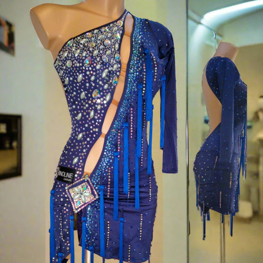 Sparkling Midnight Blue Latin Dance Dress