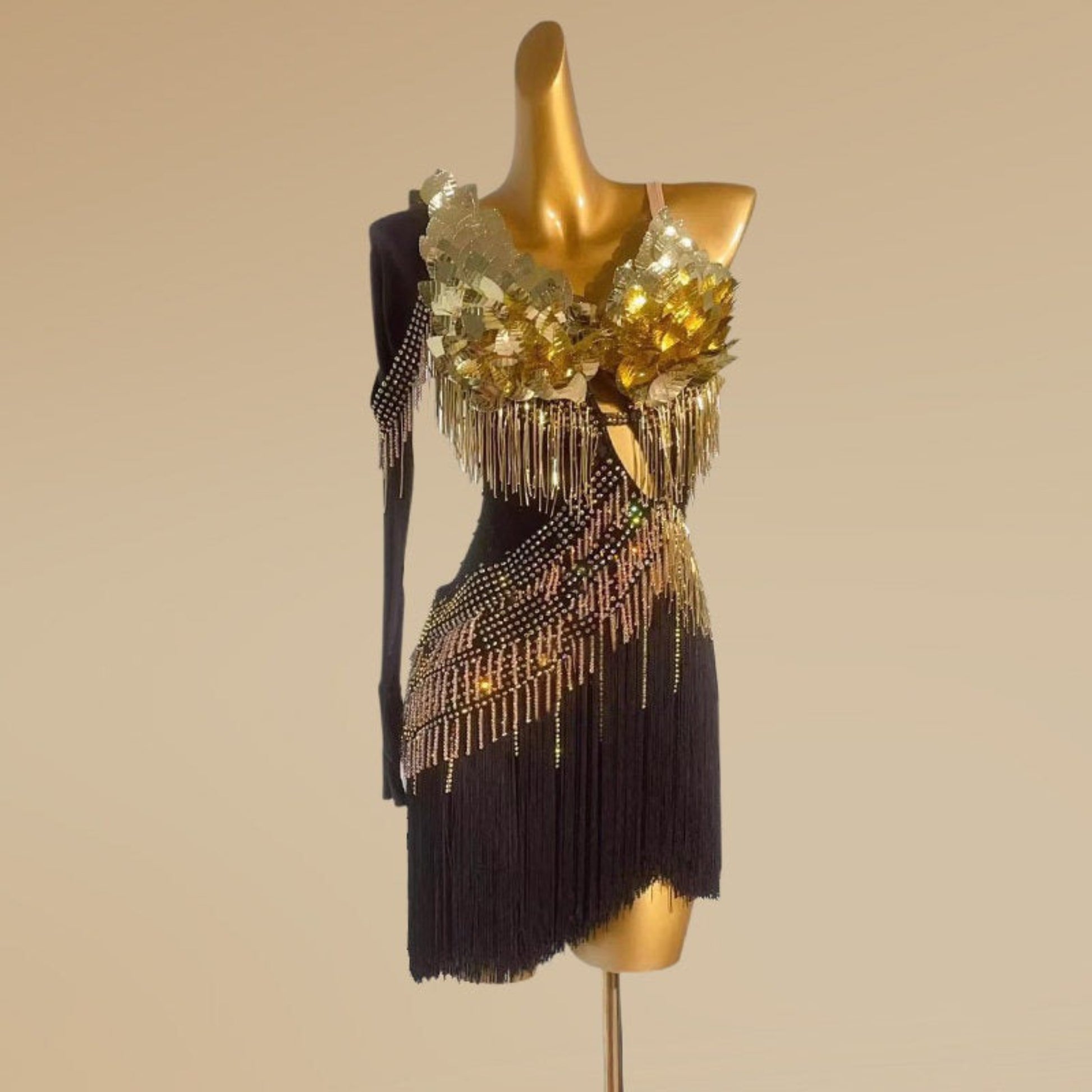 Golden Hour in Motion | Custom Latin Dance Dress | DanceDressing