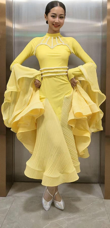 Whispered Ruffles | Ballroom Dress With Sleeves | DC280