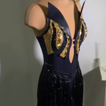 Gilded Glamour Fringe Latin Dress