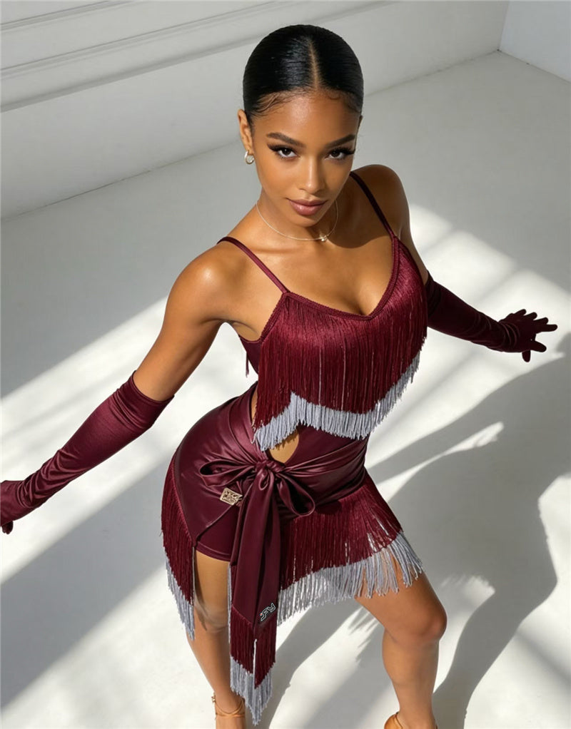 Wine Red Dance Outfit