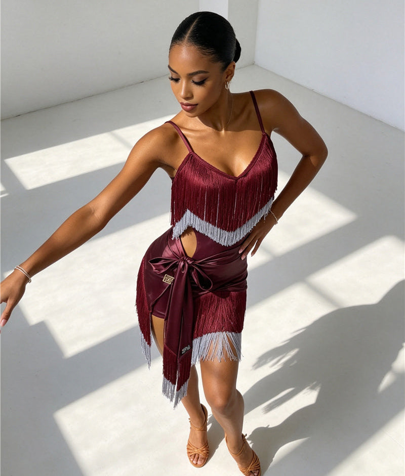 Wine Red Dance Outfit