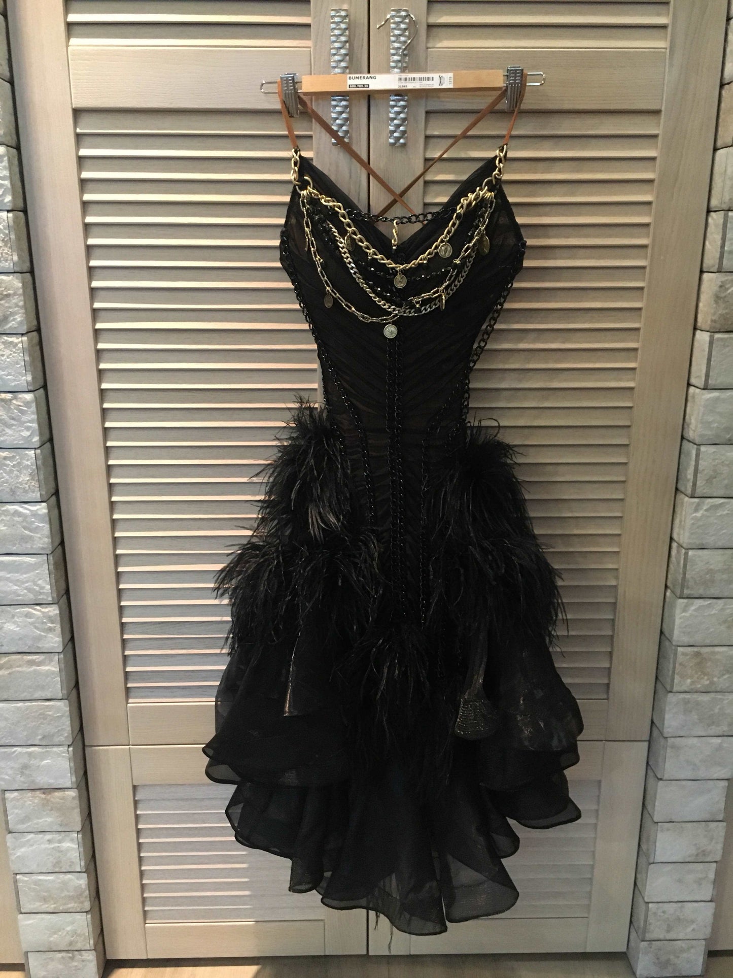 Black Latin Dress with Chains (ballroom dresses for sale, latin, dancesport, rhythm) - DDressing