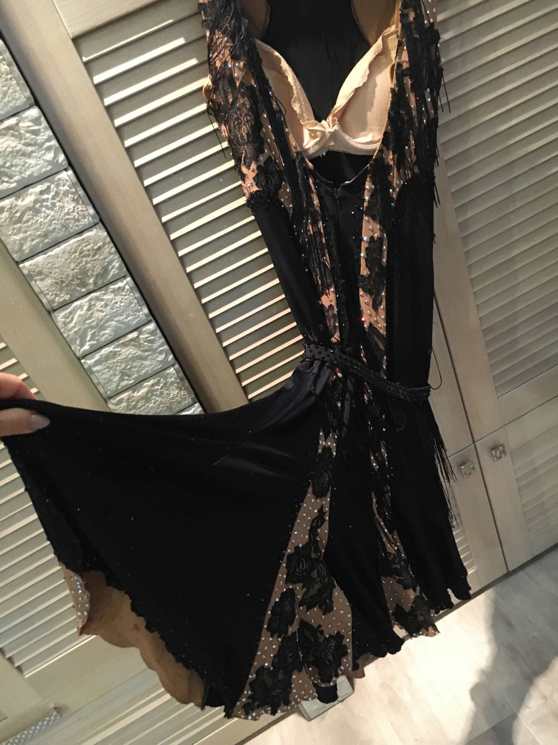 Black & Nude Latin Dress (ballroom dresses for sale, latin, dancesport, rhythm)