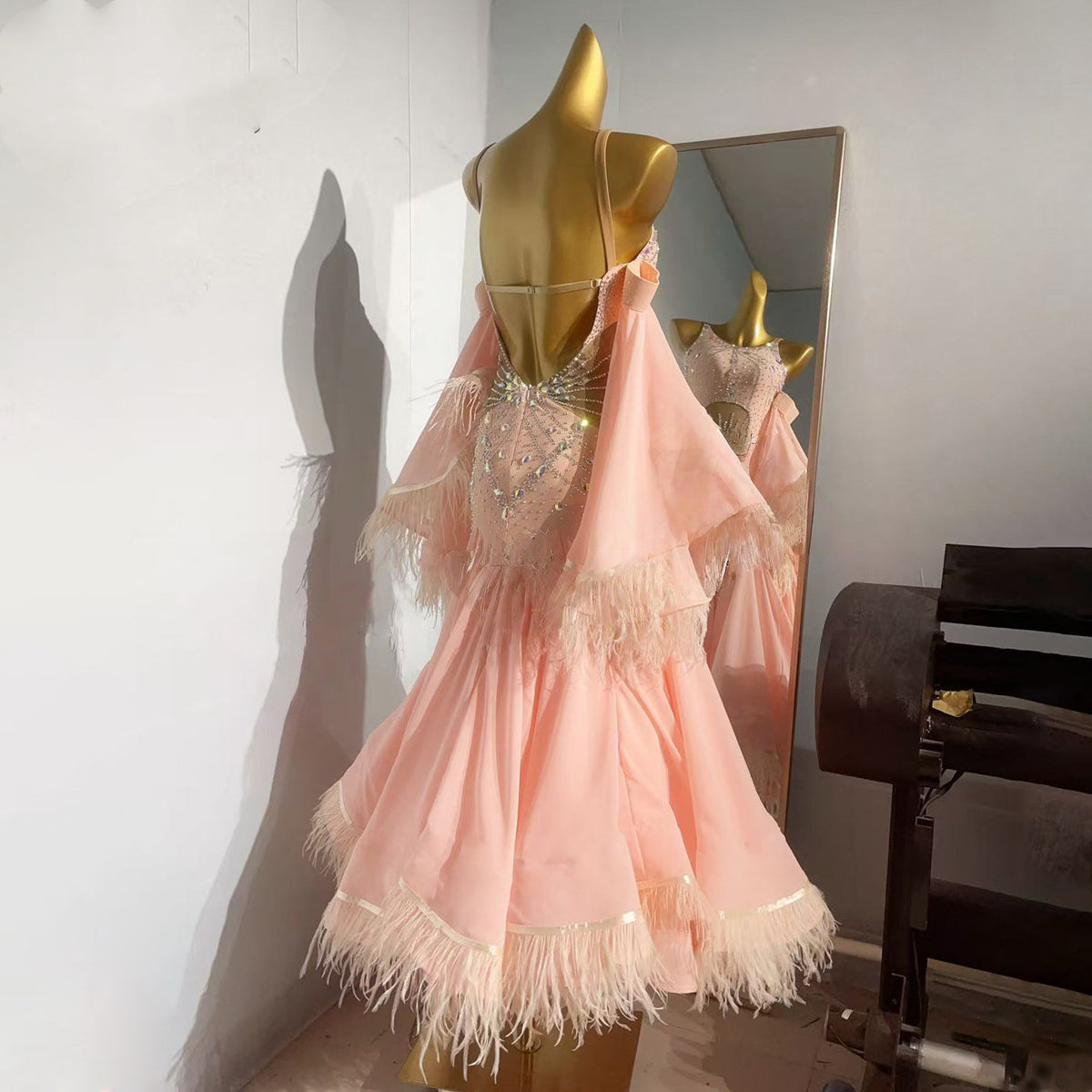Ballroom Dress With Feathers