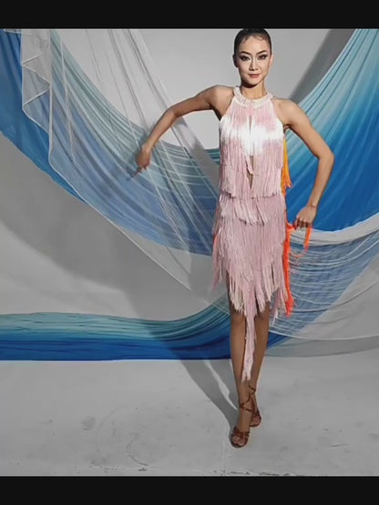 Mixed Fusion Latin Fringe Dance Dress | W24A354
