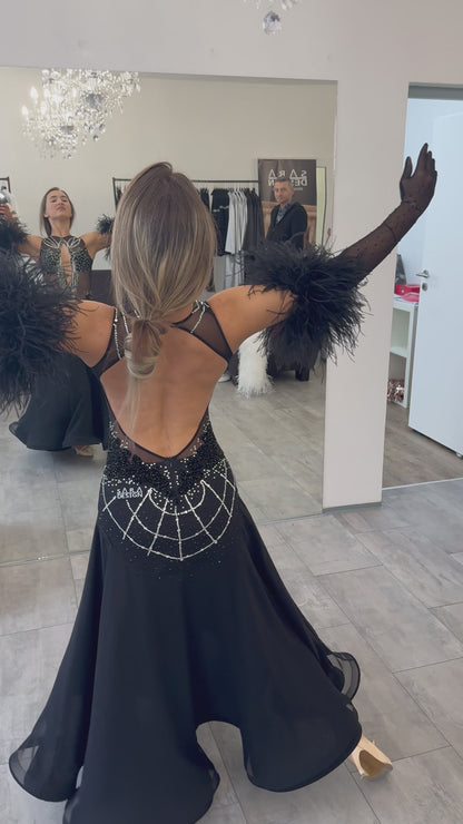 Starlight Elegance Black Ballroom Dance Dress