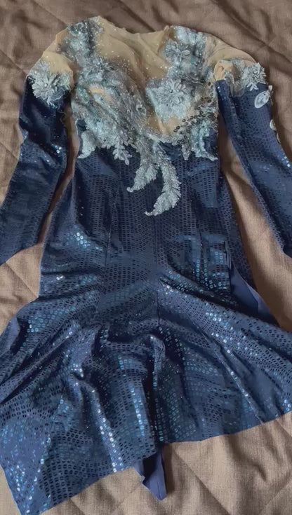 Midnight Sparkle Navy Blue Latin Dress