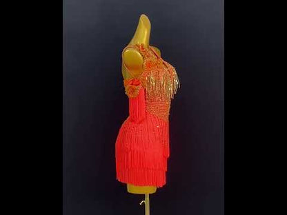 Flaming Blossom – Passion in Motion | Latin Dance Dress | DC199