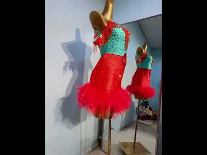 Feathered Allure | Couture Dance Dress | DC304