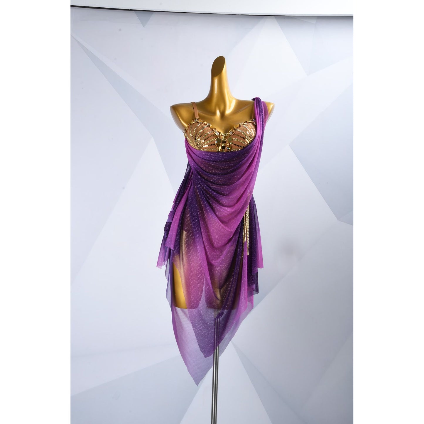 Crystal Draped Competition Dress