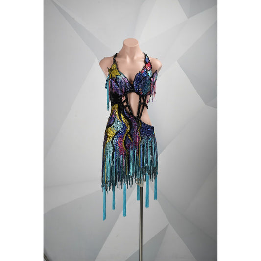 A Meteor Shower of Crystals | Latin Dance Dress | DSC_2094