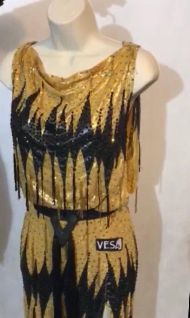 Gold Vesa Latin Dress Full of Stones (ballroom dress for sale, latin, dancesport, rhythm) - DDressing