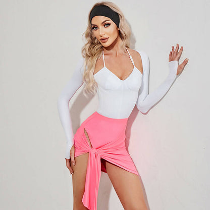 New Pink/White/Black Latin Dancewear Set | 2251