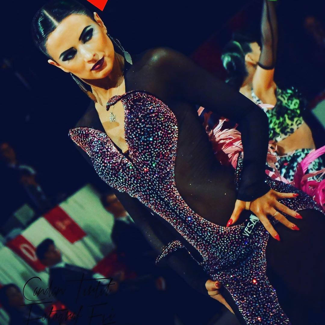 Vesa Black & Pink Latin Dress (latin dresses for sale, dancesport, rhythm)