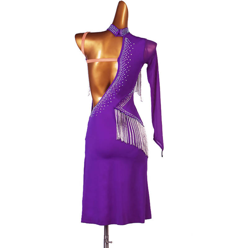 New One Sleeve Red/Purple/Black Latin Dancewear Dress (dancewear, latin dress)lq241