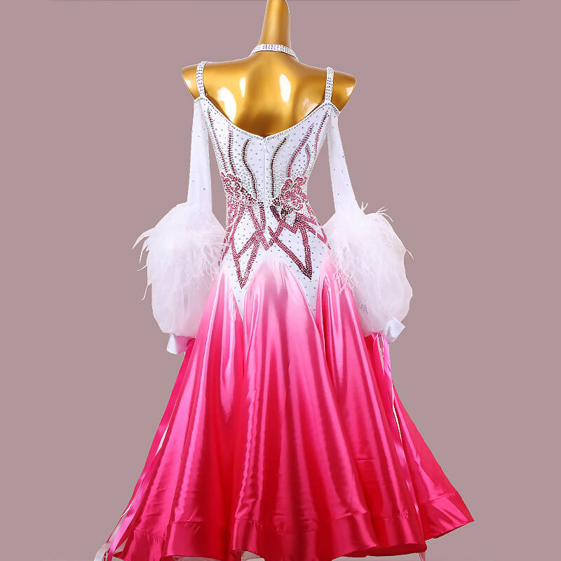 New White & Pink Ballroom Dress MD1270, standard dress for sale, smooth dresses