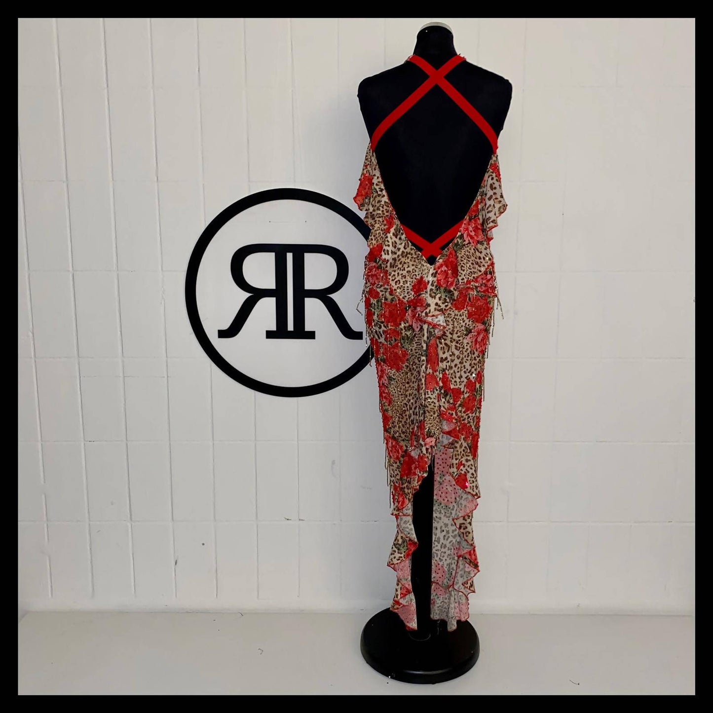 New Leopard & Roses Beaded Latin Dress (ballroom dresses for sale, latin, dancesport, rhythm)New Leopard & Roses Beaded Latin Dress (ballroom dresses for sale, latin, dancesport, rhythm)