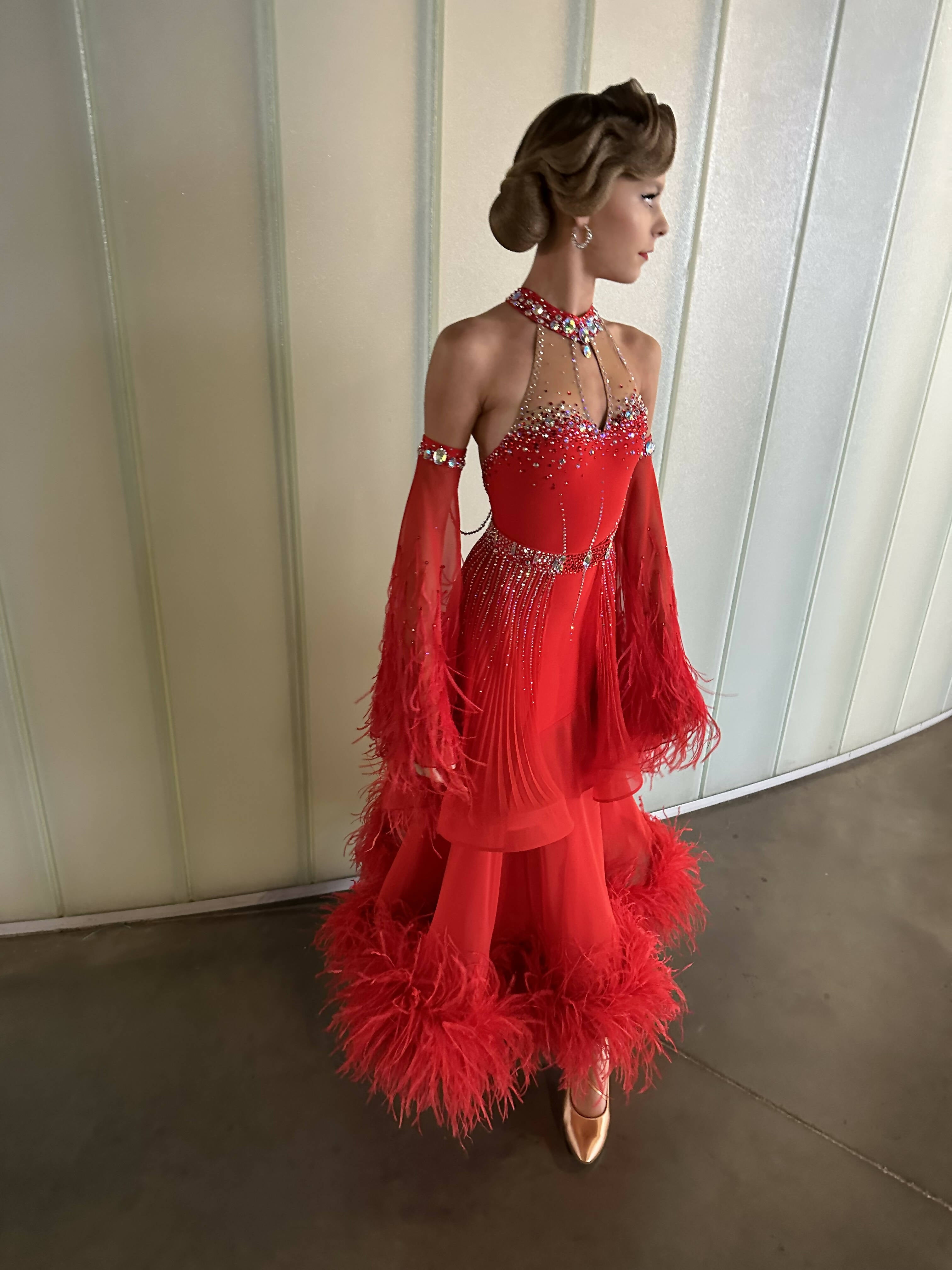 Flame Feathered Dress