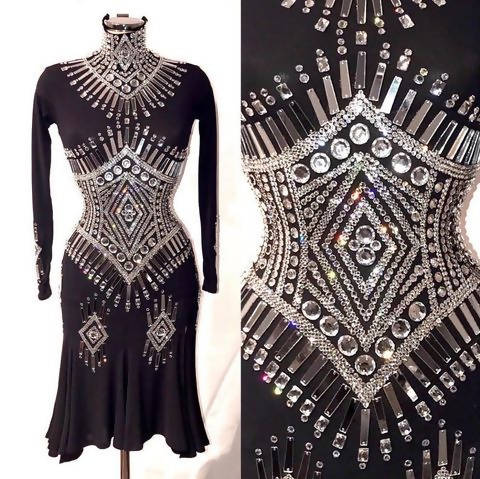 Vesa Black Latin Dress (ballroom dresses for sale, latin, dancesport, rhythm)