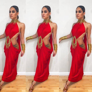 New Red Crepe & Gold Latin Dress (latin dresses for sale, ballroom, dancesport, rhythm)
