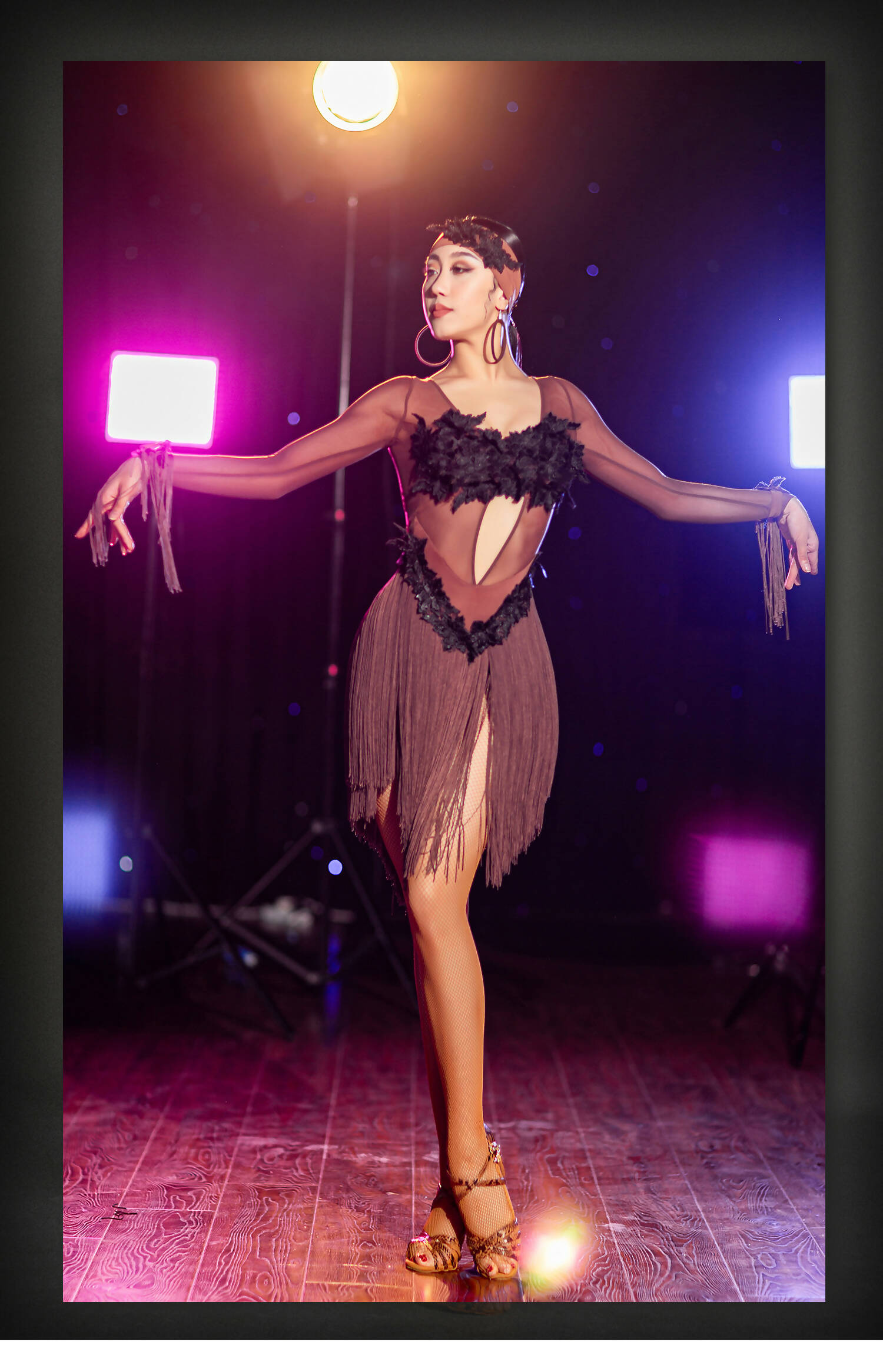 Brown/Black/White Latin Dancewear | 25J1Dance Dressing