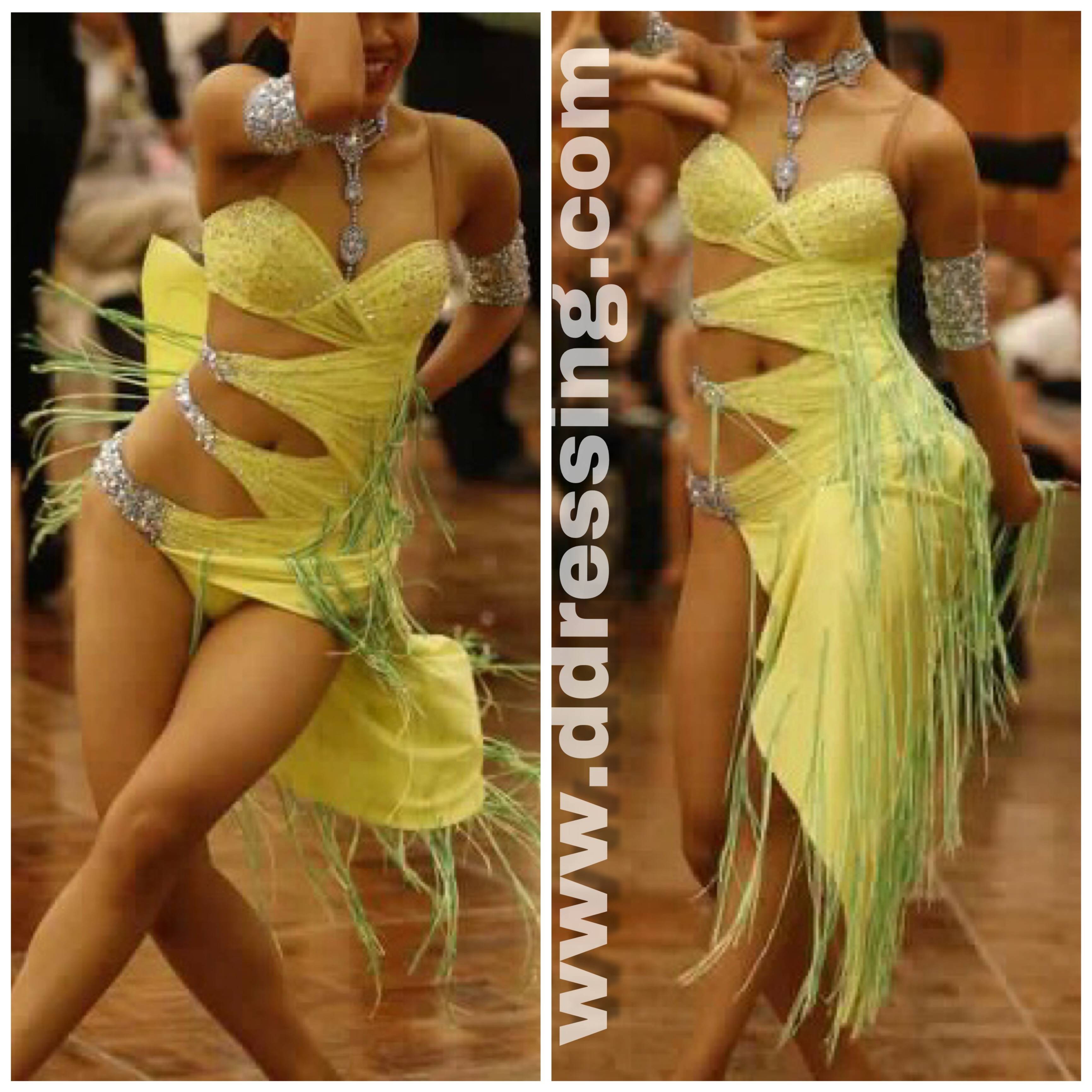 Latin Green Fringe Dress - DDressing