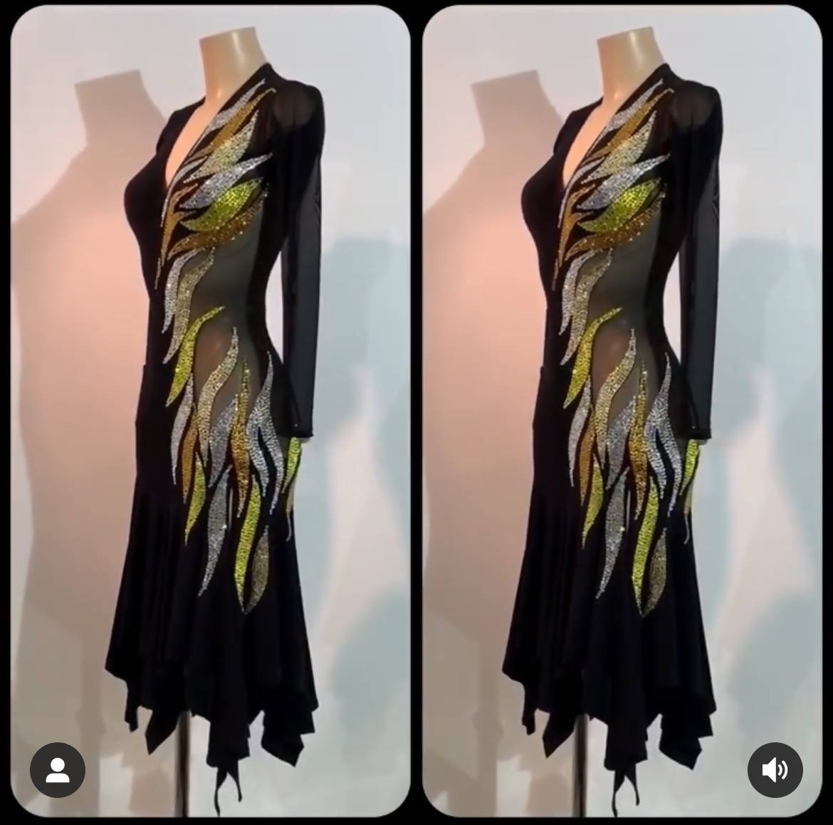Vesa Long Sleve Black Latin Dress